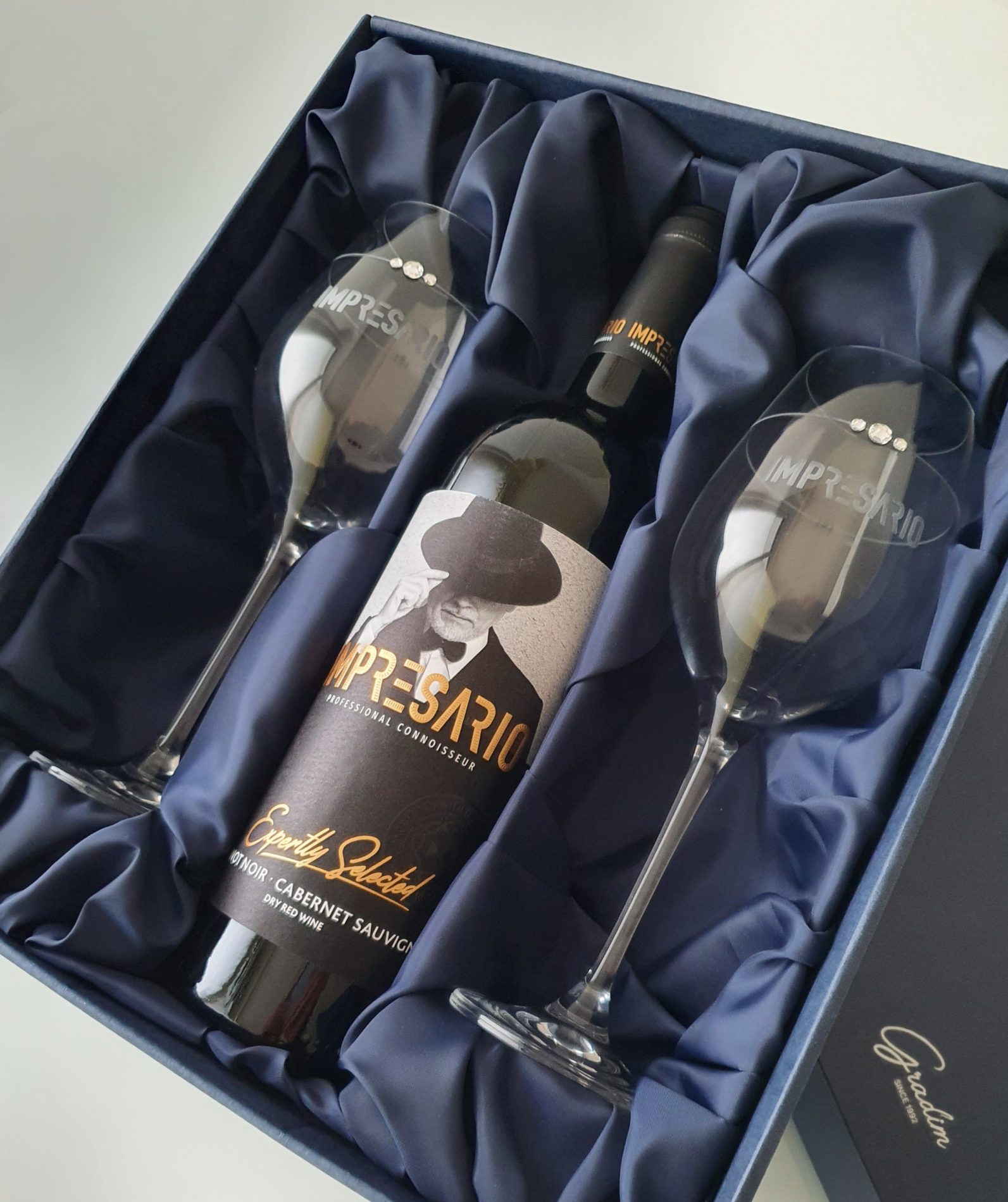 Firemná kazeta pre fľašu a 2 poháre na víno 360 ml Gradim crystals – Obrázok 3