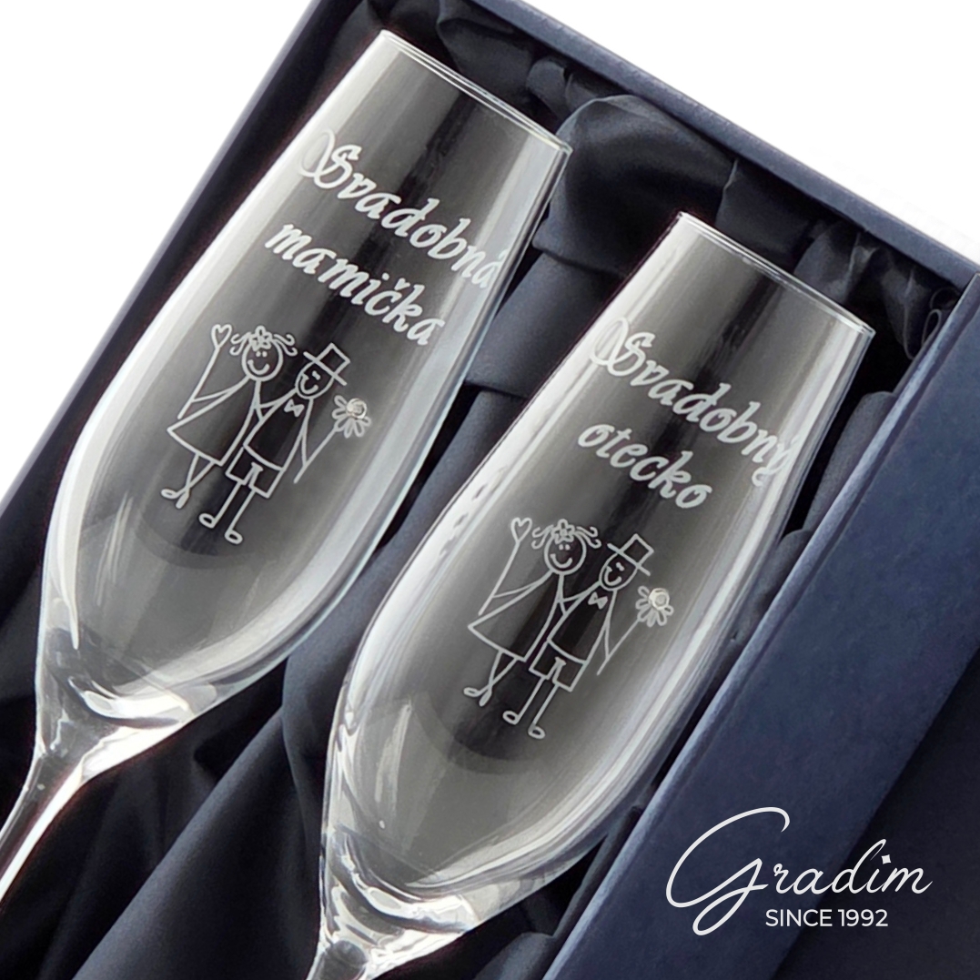Folk Gradim crystals, Svadobní rodičia, šamp. flauta 210 ml – Obrázok 2