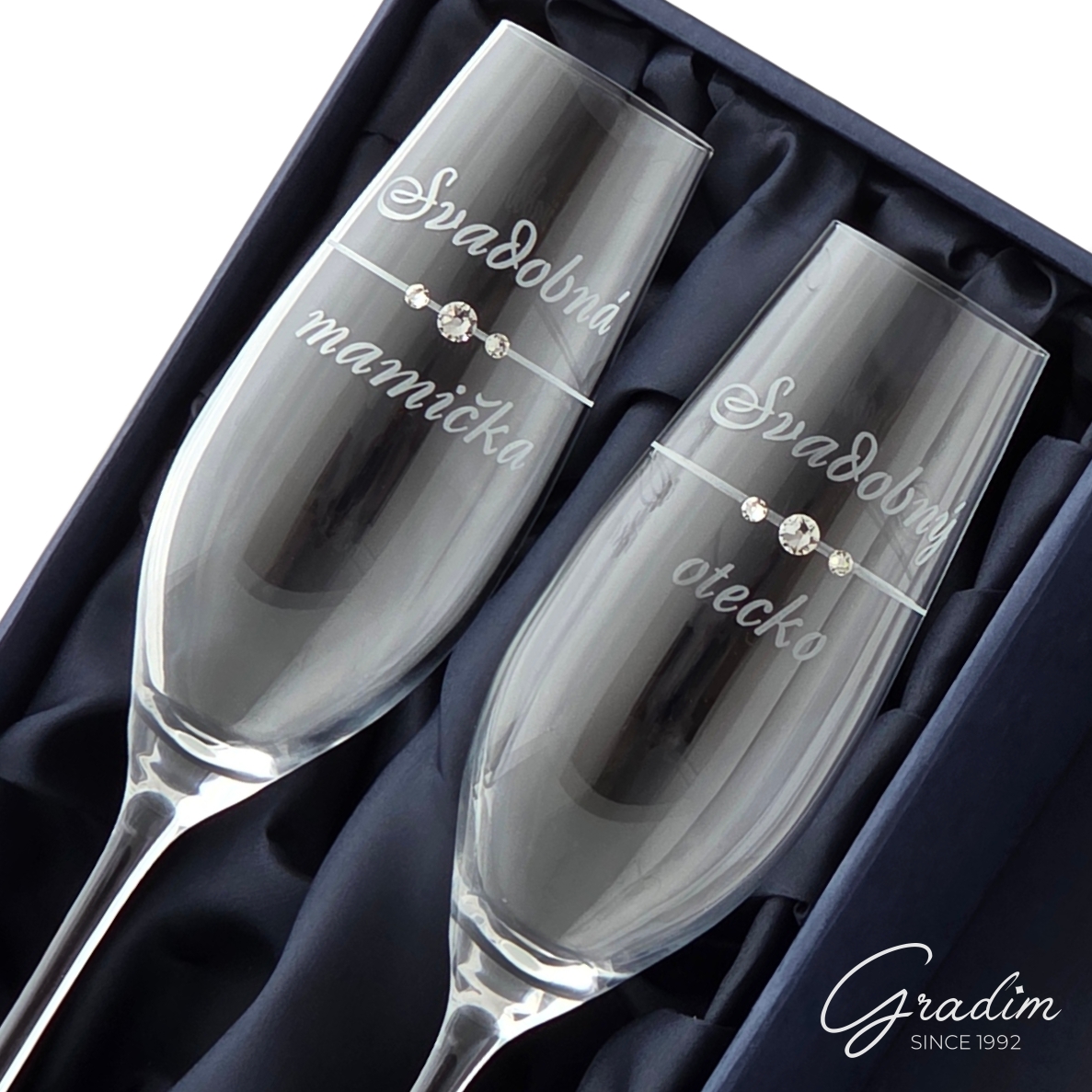 Romance Gradim crystals, Svadobní rodičia, šamp. flauta 210 ml – Obrázok 2