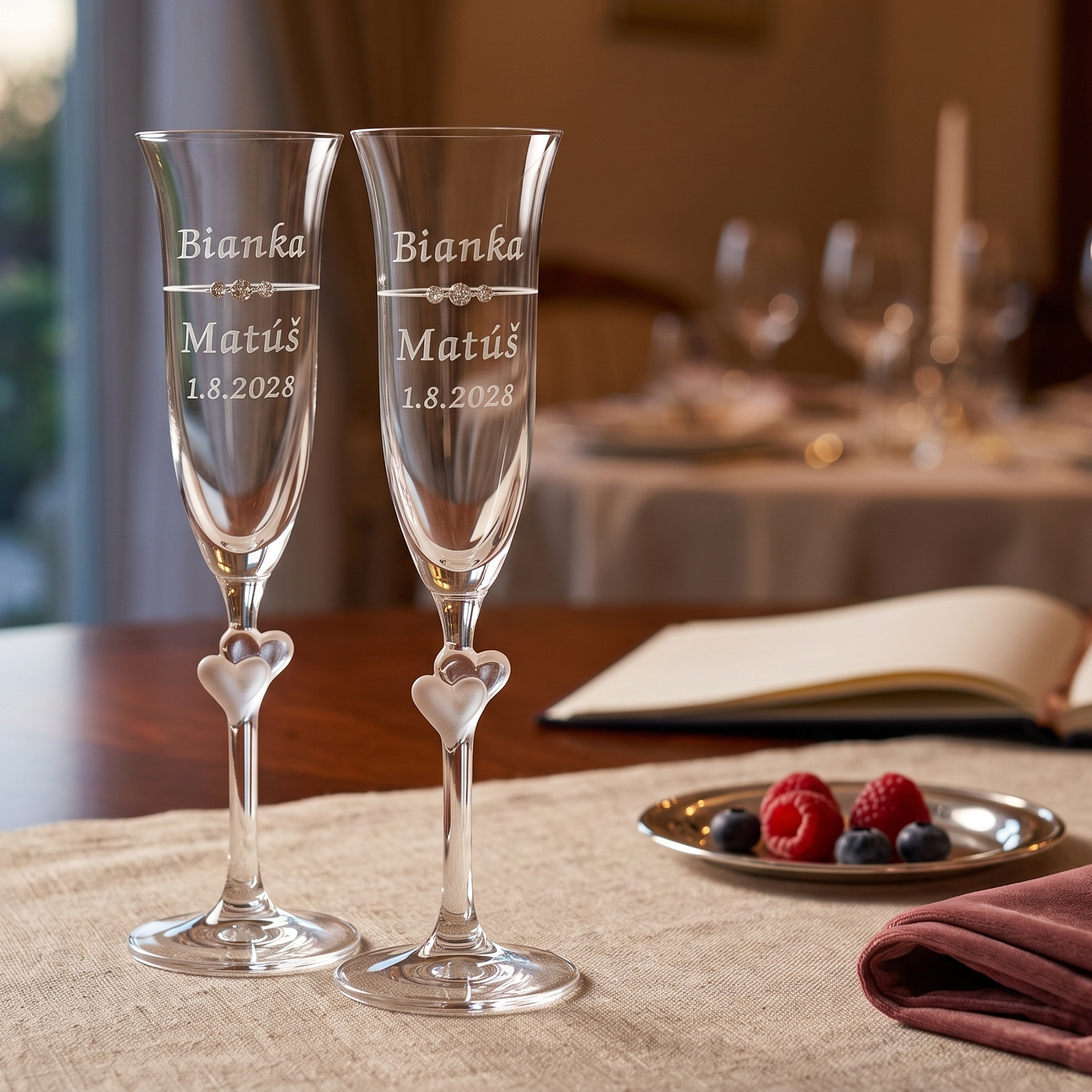Romance Gradim crystals, šamp. flauta 175 ml, pieskované srdiečka – Obrázok 2